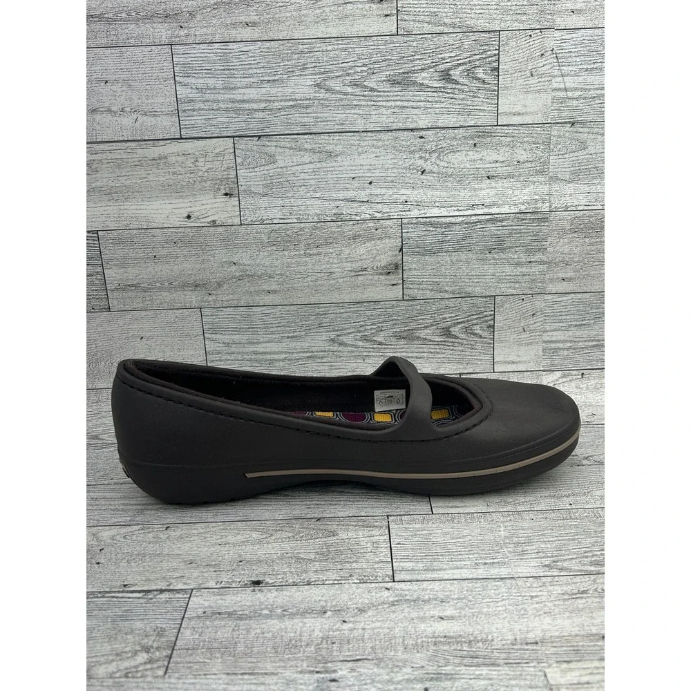 Crocs Mary Jane Flats Dark Brown Women Size 8 Comfort‎ Casual Shoes